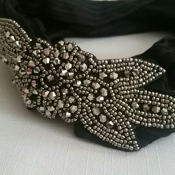 Embroidered & Beaded Stretch Turban Headband
