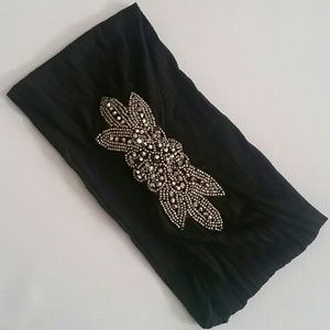 Embroidered & Beaded Stretch Turban Headband