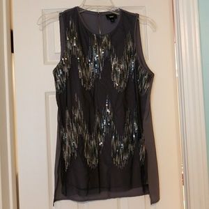 Mossimo grey tank with sheer sequin detail