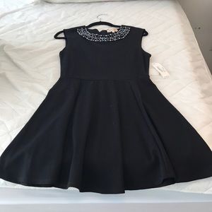 Bevello black beaded neckline dress