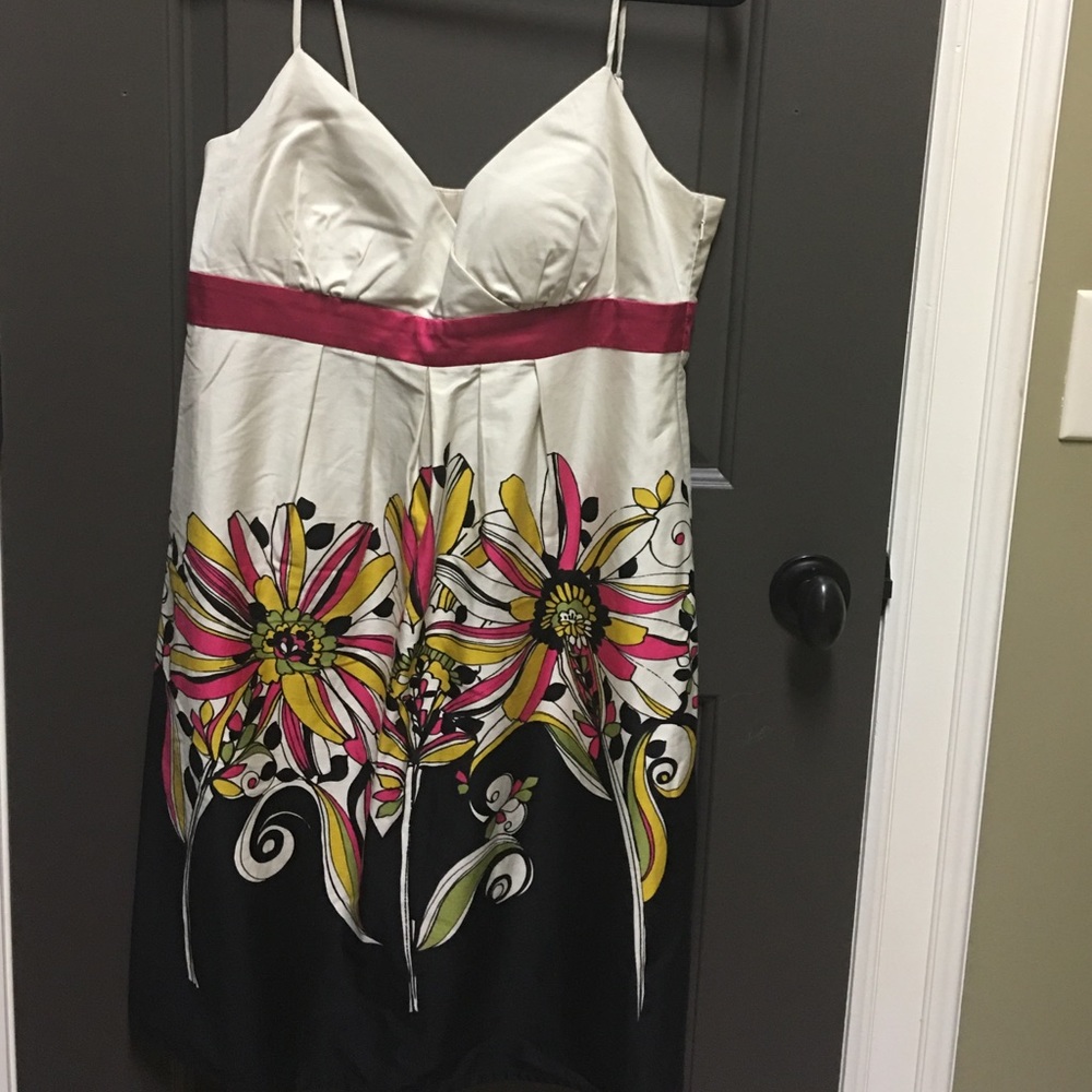 Spaghetti strap multicolored cotton/spandex dress