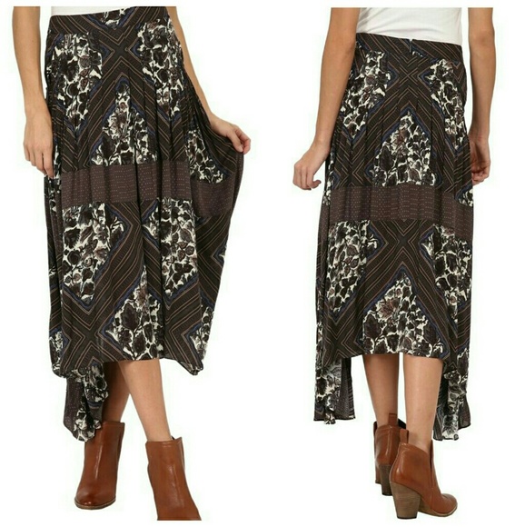 Free People Dresses & Skirts - Free People Asymmetrical Brown Tea Combo Skirt 4