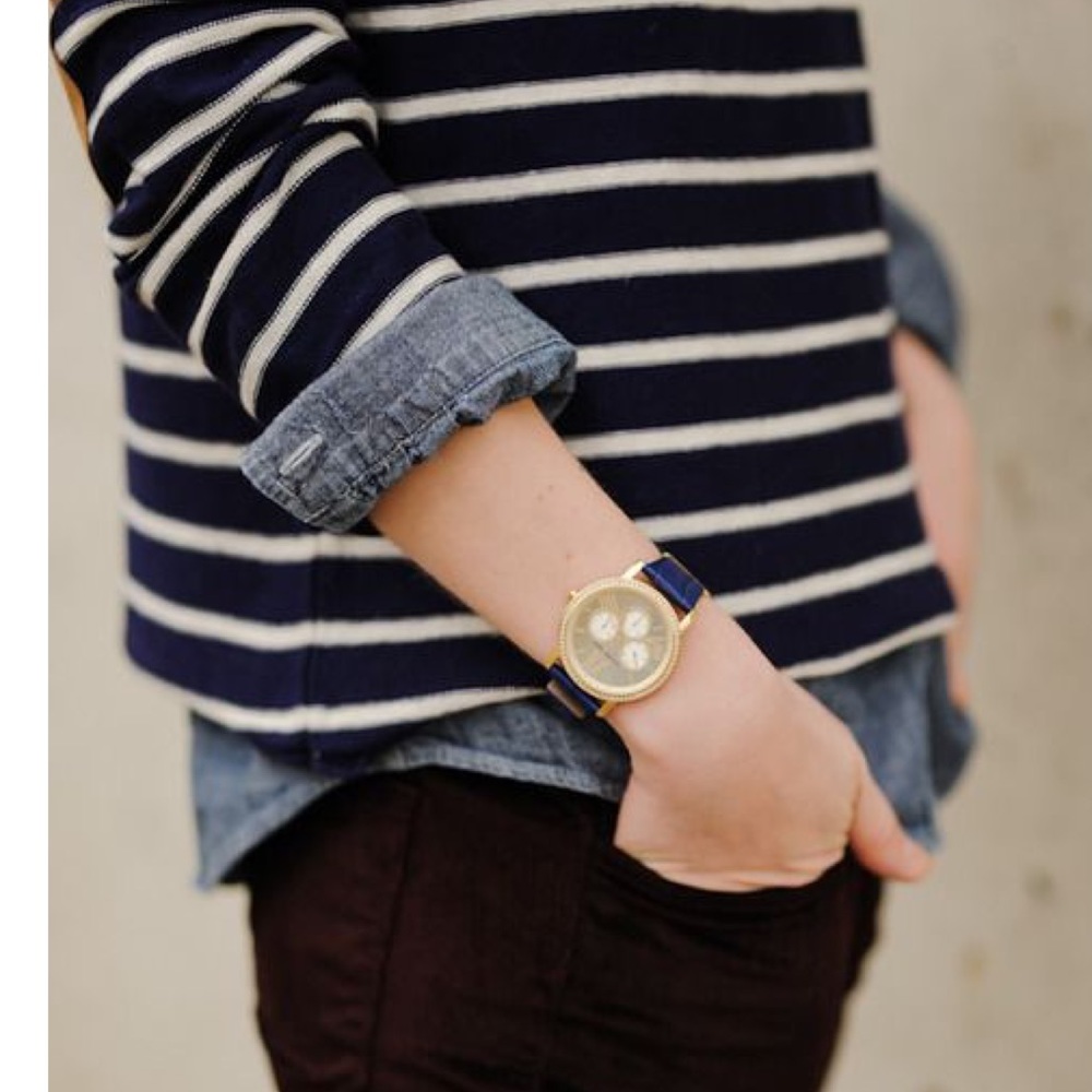Topshop navy & white striped sheer/thin sweater
