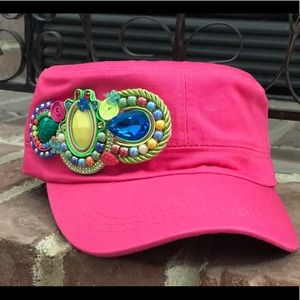 Women hat with handmade decoration-soutache techn