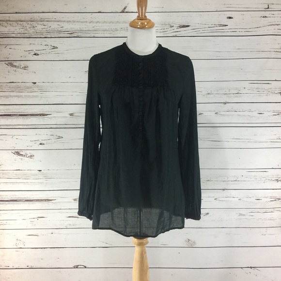 Banana Republic Tops - 💥{BANANA REPUBLIC} Bib Front Black Boho Tunic