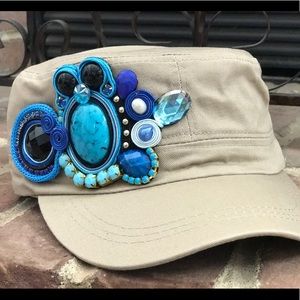 Women hat with handmade decoration-soutache techn