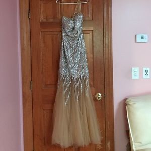 Sequence golden prom dress