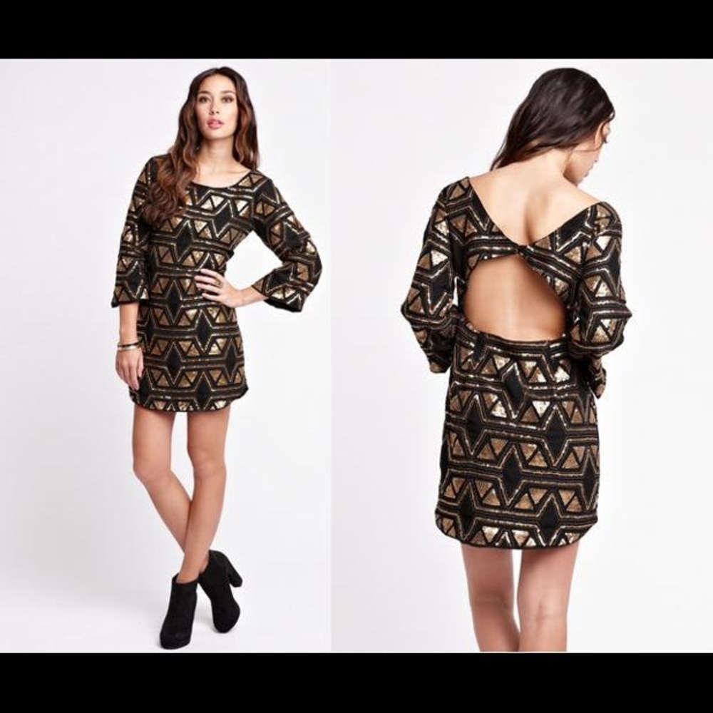 Billabong Black and Gold Sequin Dress