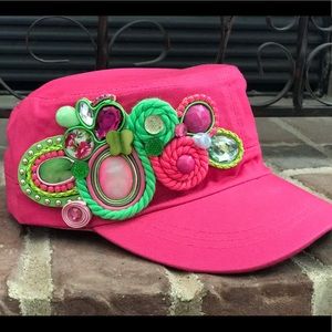 Women hat with handmade decoration-soutache techn
