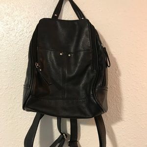 Black leather mini backpack