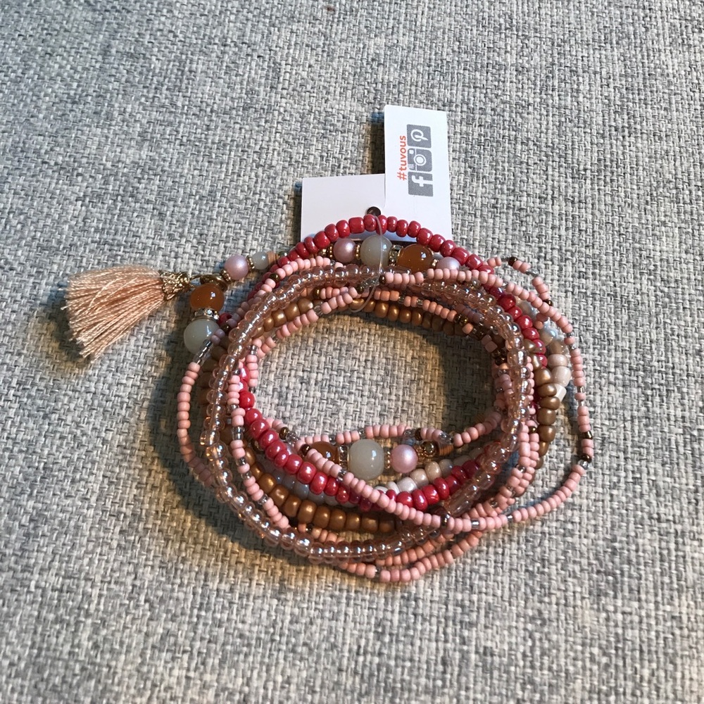 Bracelet Stack in pink and coral (elastic)