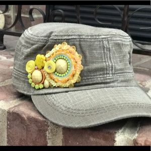 Women hat with handmade decoration-soutache techn