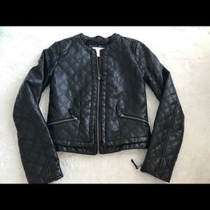 NEW Black Faux Leather Zip Up Jacket SZ S