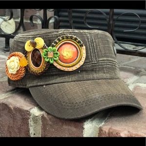 Women hat with handmade decoration-soutache techn