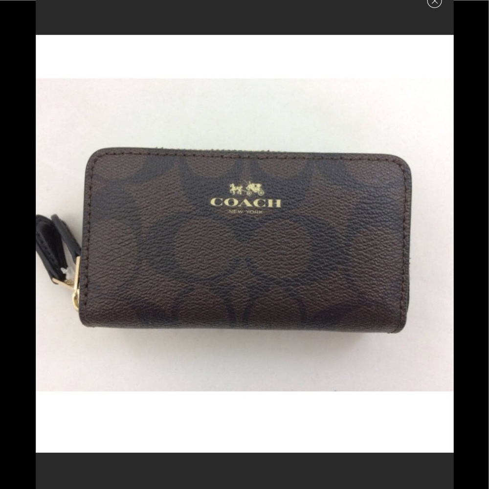 Authentic Coach Brown Sig PVC Coin Purse