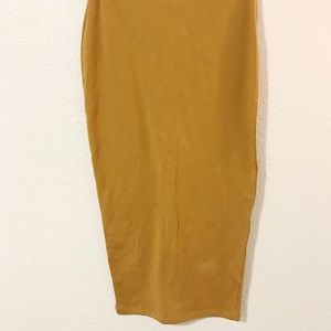 Mustard yellow midi pencil skirt