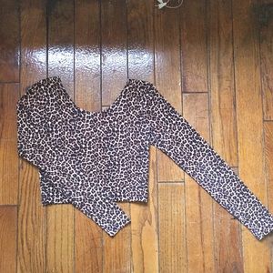 American Apparel Long-Sleeve Cheetah Crop Top