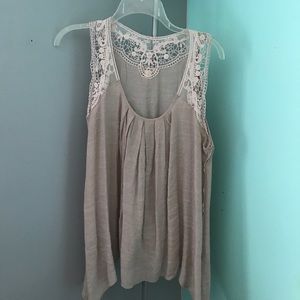 tan ruffle tank top