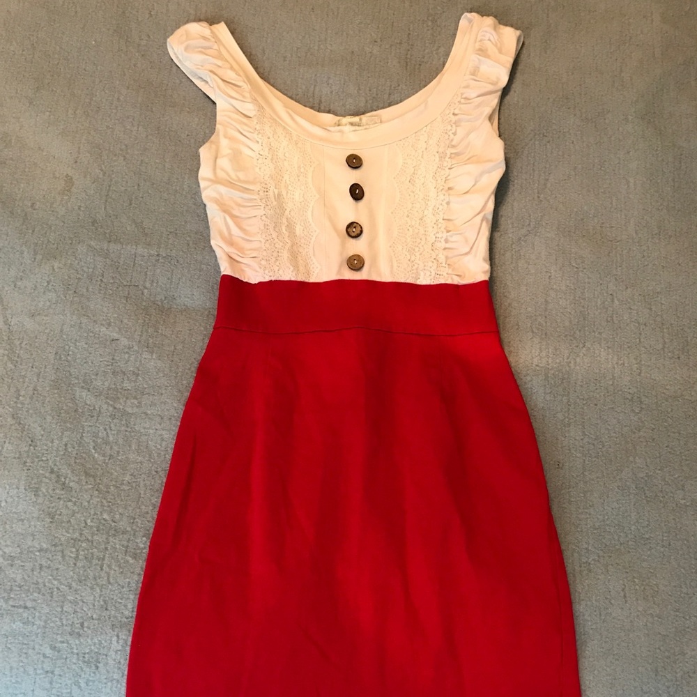 Alythea/Modcloth White/Red Dress Size Sm
