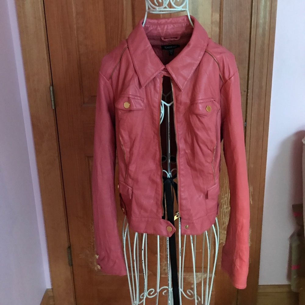 Pink faux leather BeBe jacket