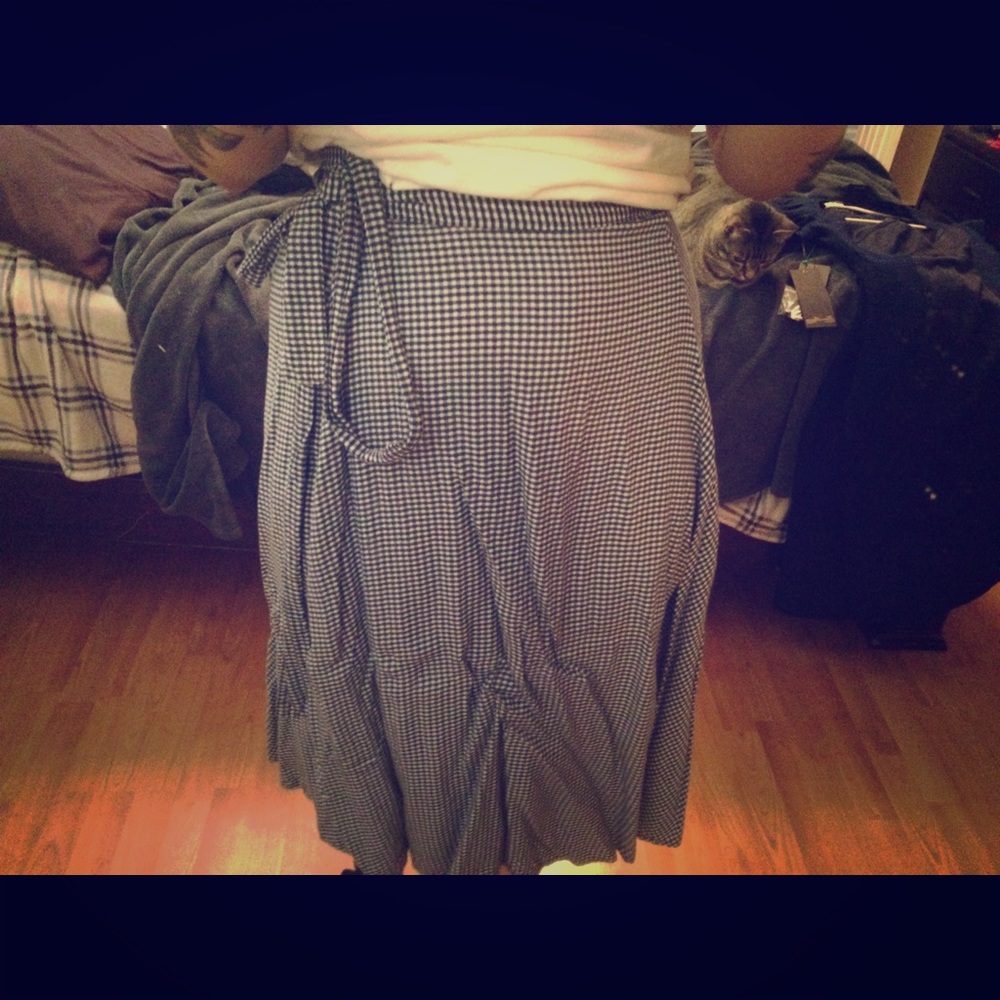 American apparel gingham skirt tie wrap around