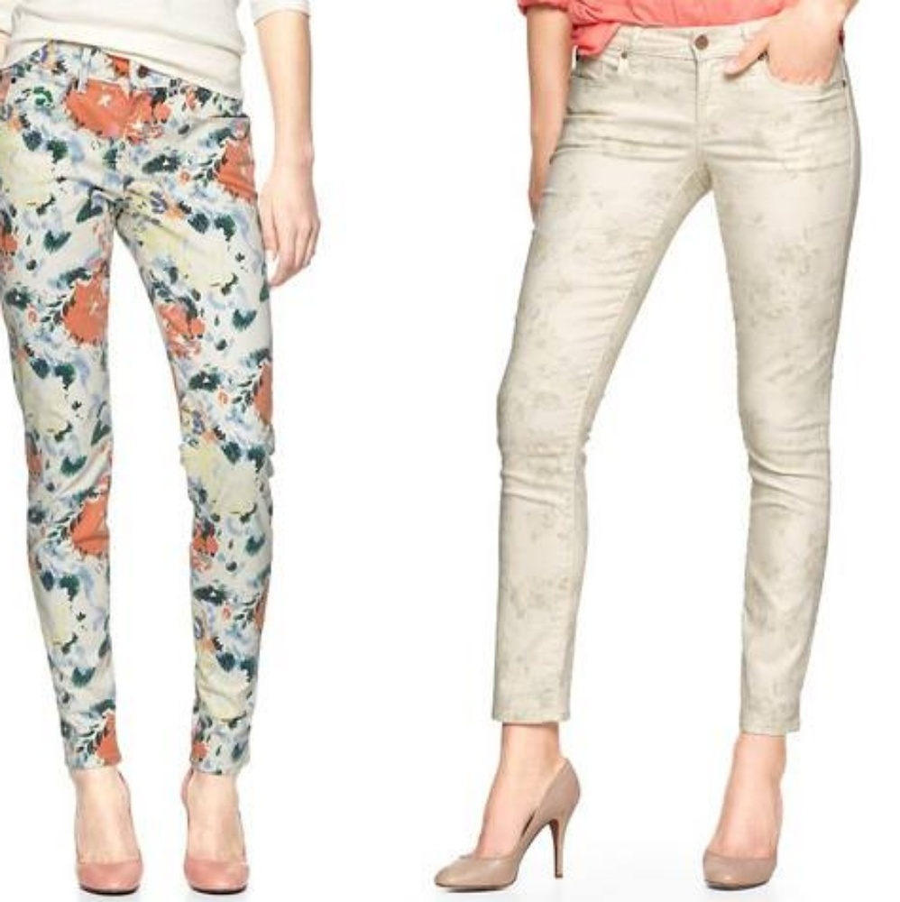 Gap 1969 Always Skinny Beige Floral Print Jeans 27