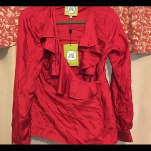 Elizabeth McKay satin ruffle blouse