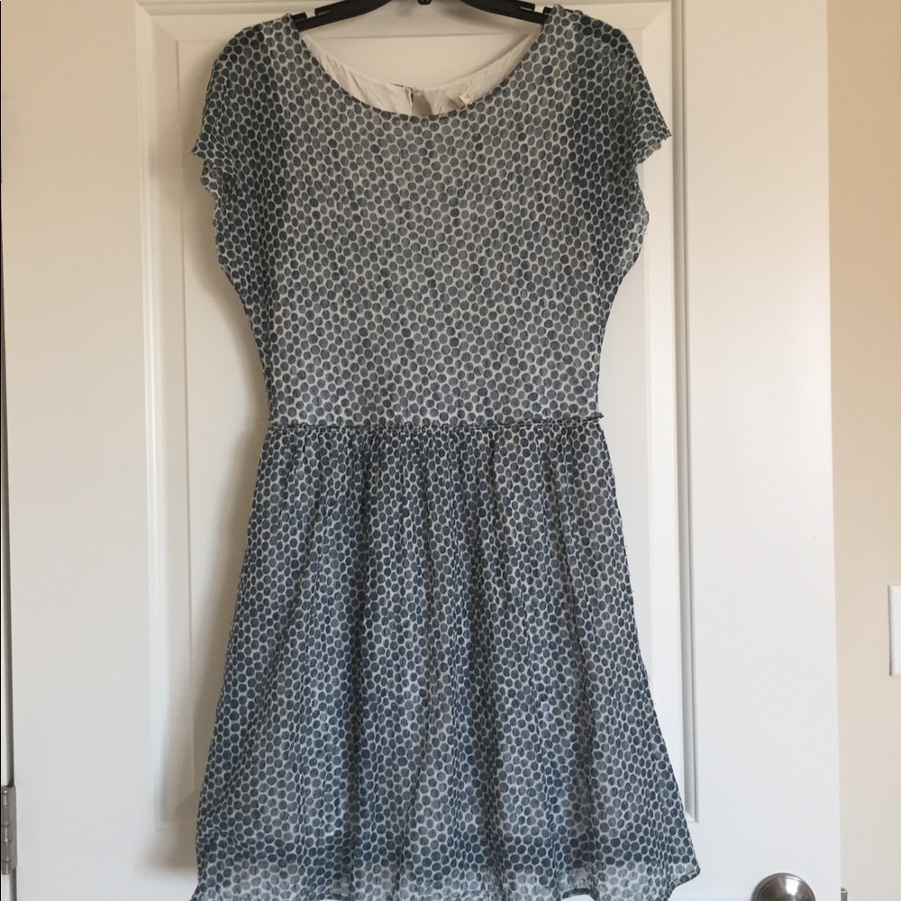 Anthropologie Blue and White Polka Dot Dress