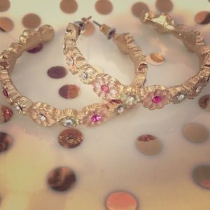Forever 21 floral hoop earrings