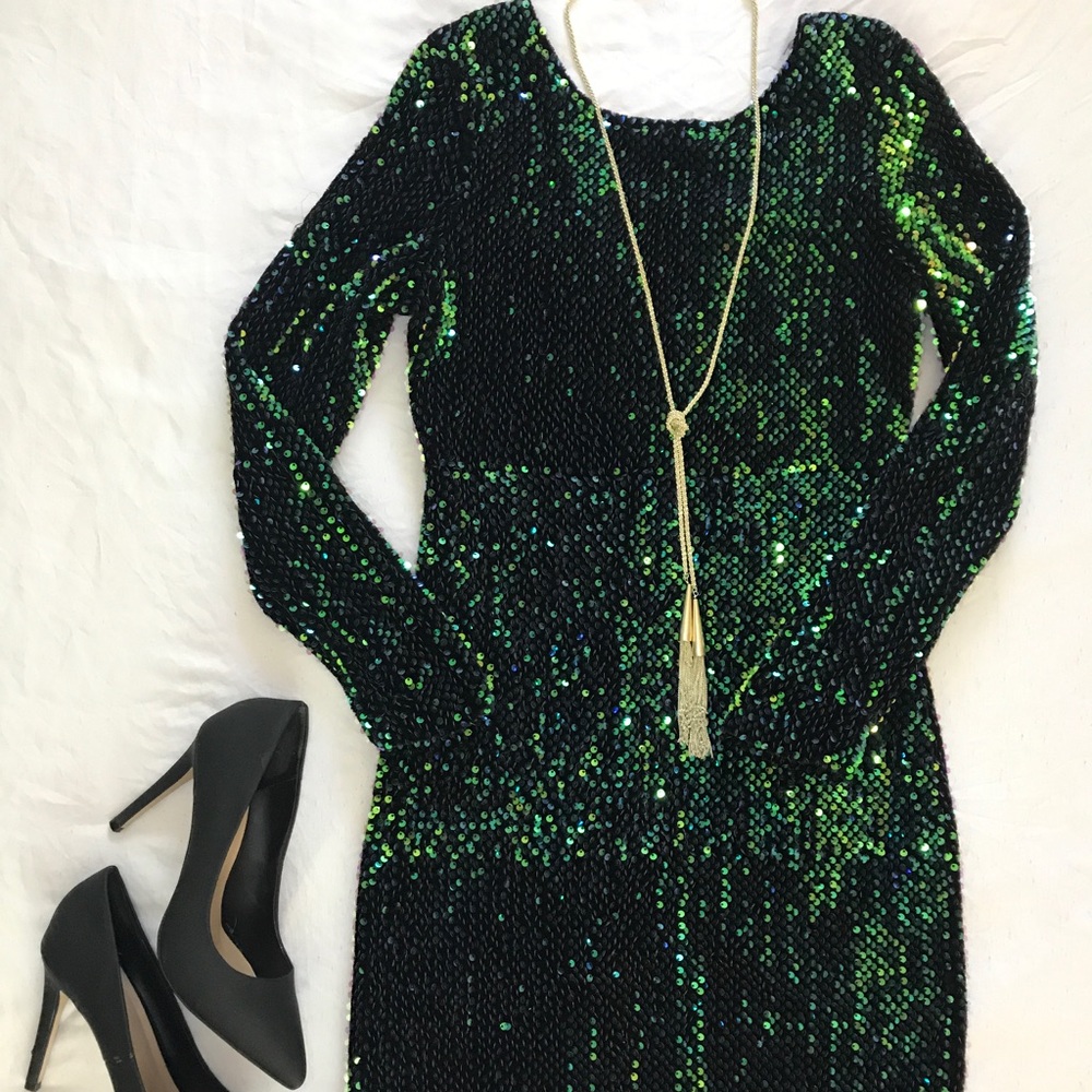 Green Sequined Dress-- Small