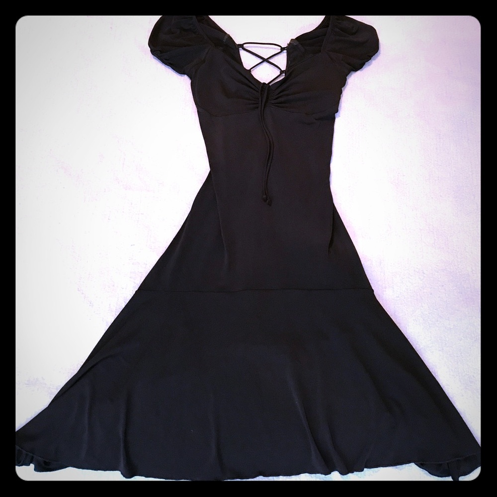 Pretty Black High Low Moda Corset Back Dress Sz XS