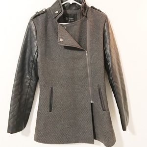 Faux leather mid jacket