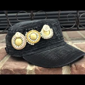 Women hat with handmade decoration-soutache techn