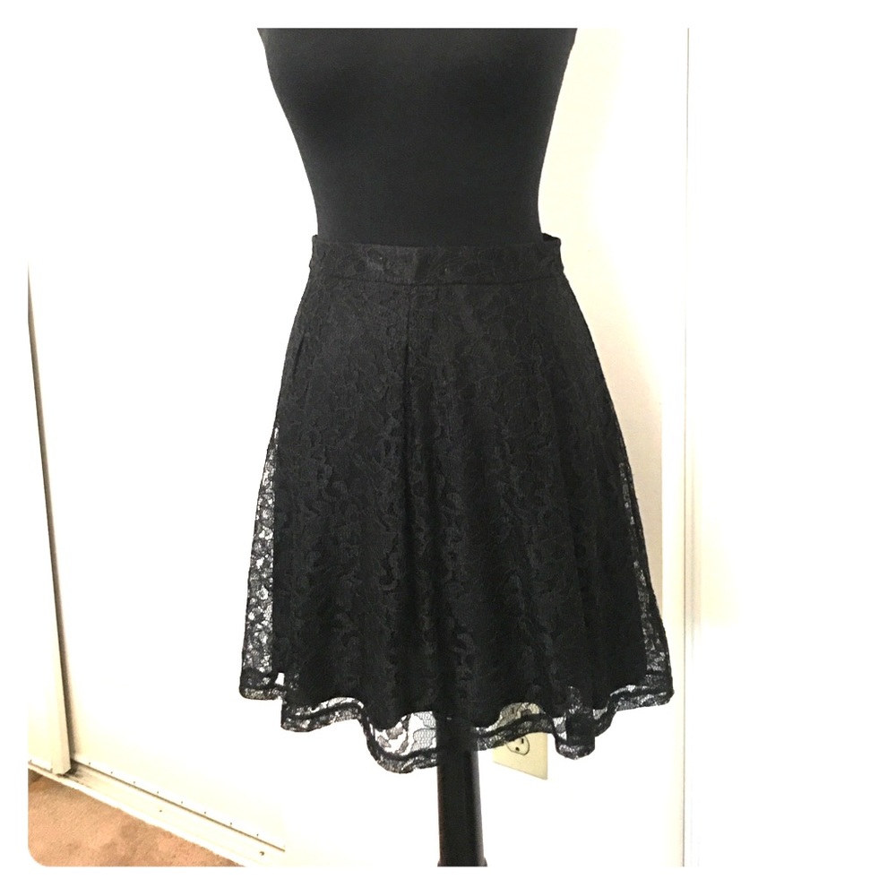 Express Black Love Skater Skirt