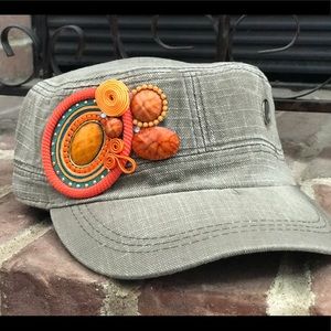 Women hat with handmade decoration-soutache techn