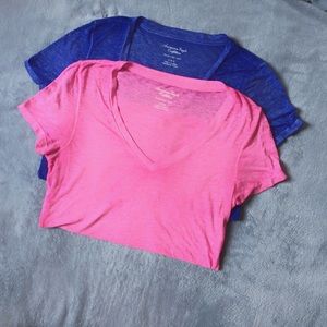American Eagle Bundle. Pink and Blue V Neck Sz L