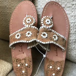 Jack Rogers Cork & White Trim Palm Beach Sandal