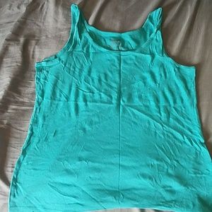 Blue tank top.