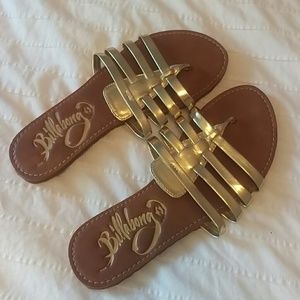 Gold Billabong Flat Sandals