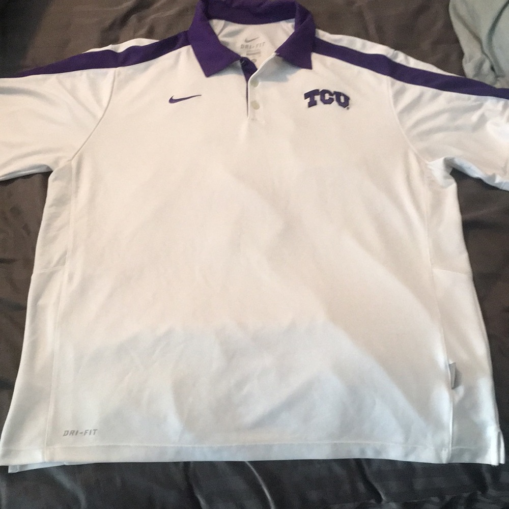 White Nike TCU Polo