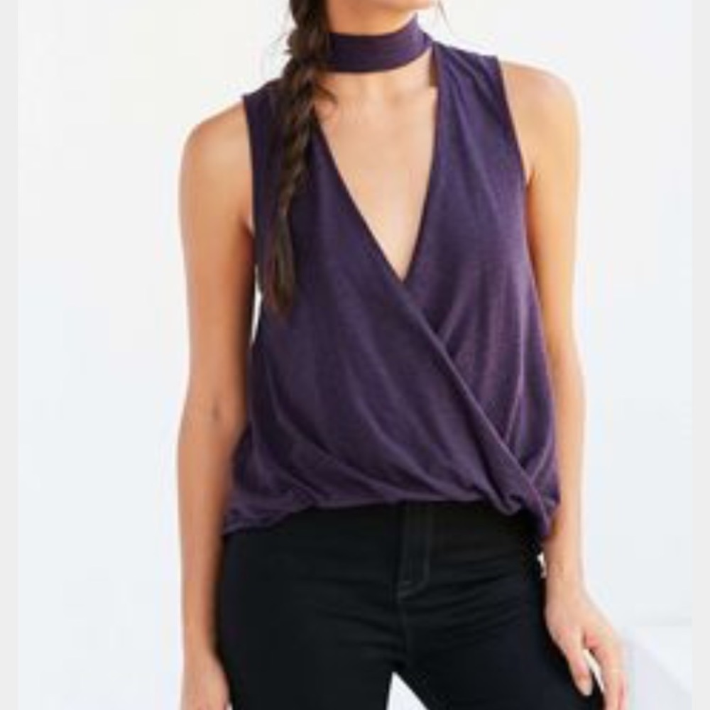 Silence + Noise mock neck surplice top