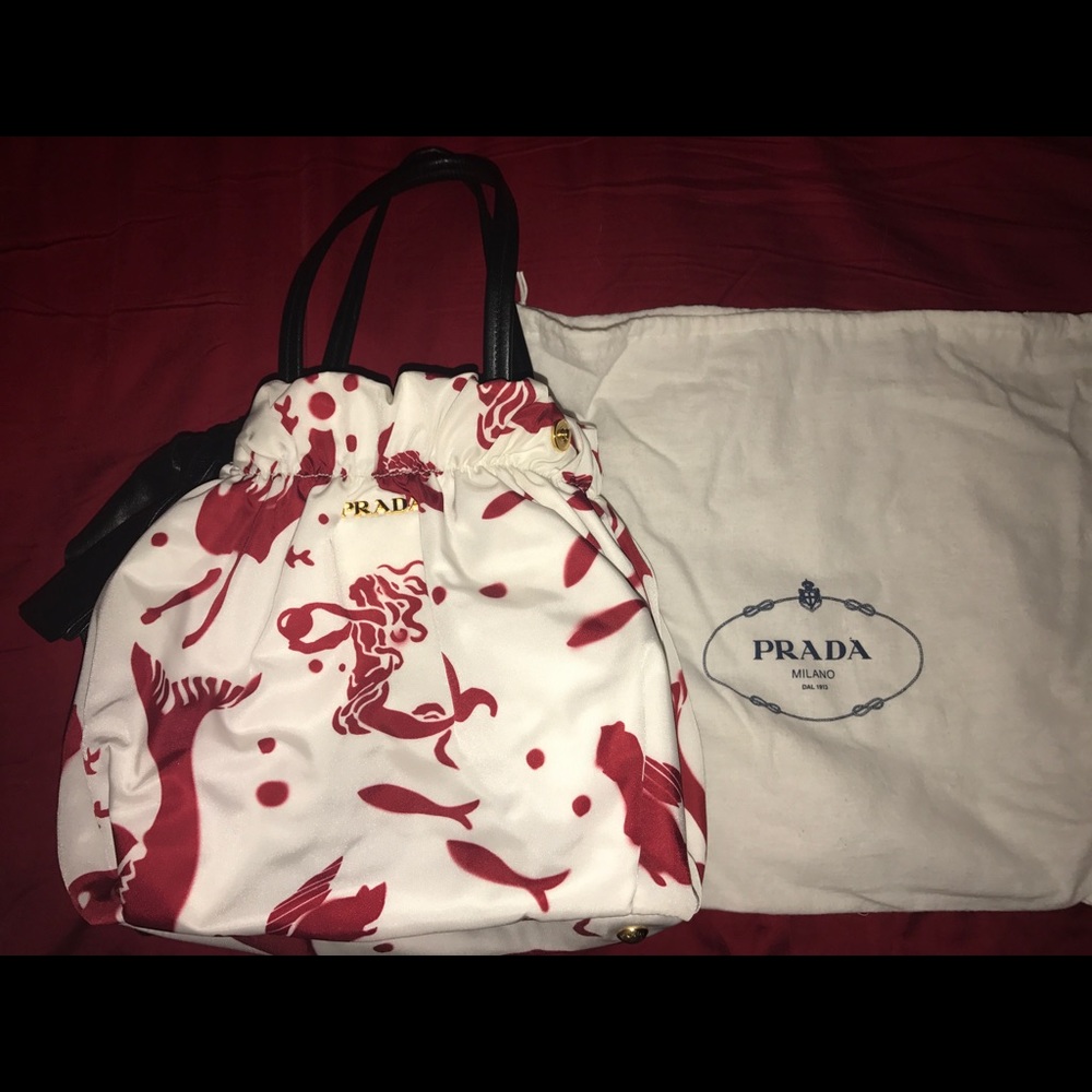 💎EXTREMELY RARE 2009 Prada Limited EDT Mermaid Bow Satchel PERFECT CONDITION 💎 - Picture 7 of 9