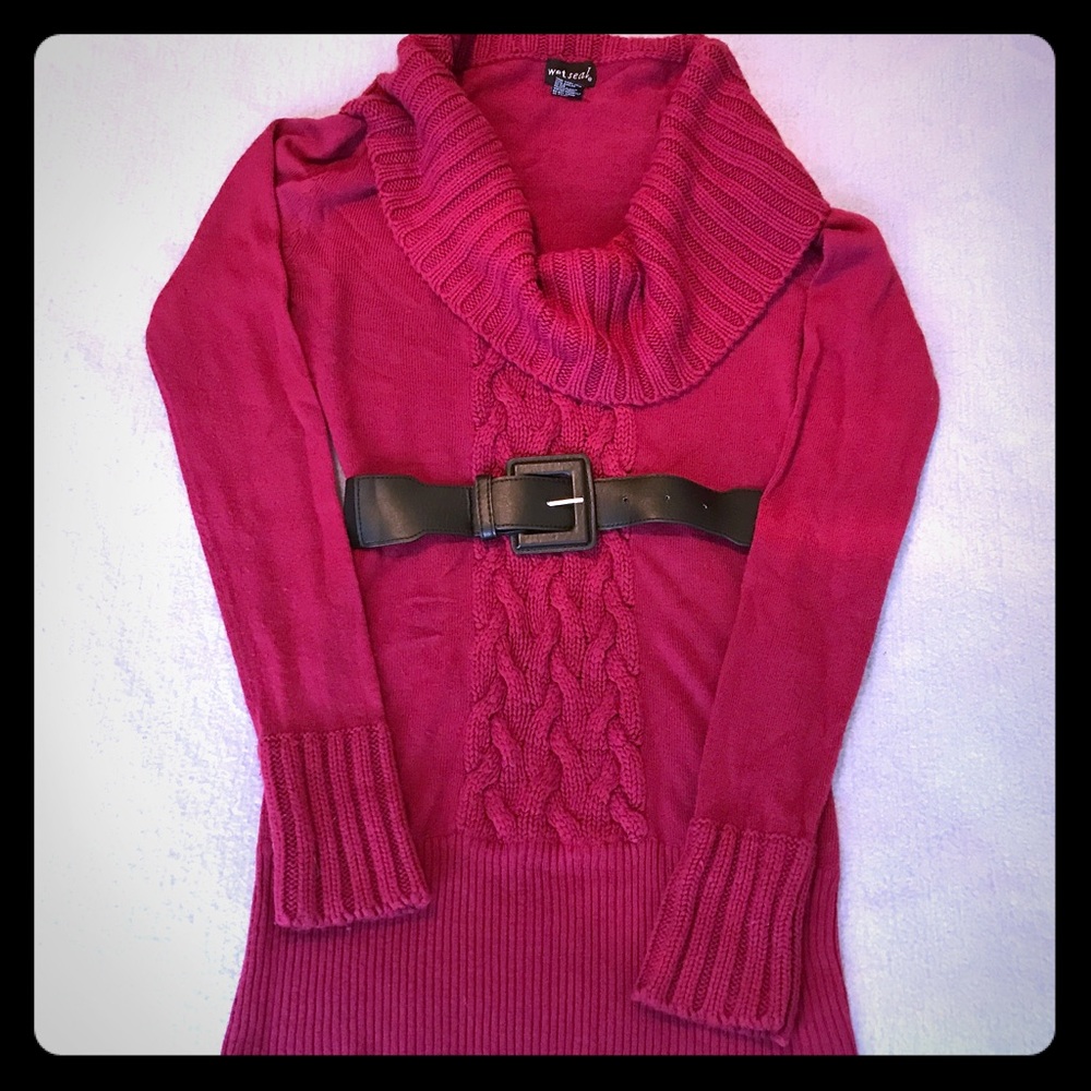 Maroon Cowl Neck Sweater Dress Sz M Wet Seal