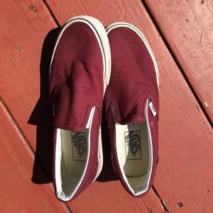 Vans slip on, maroon, women's 7.5