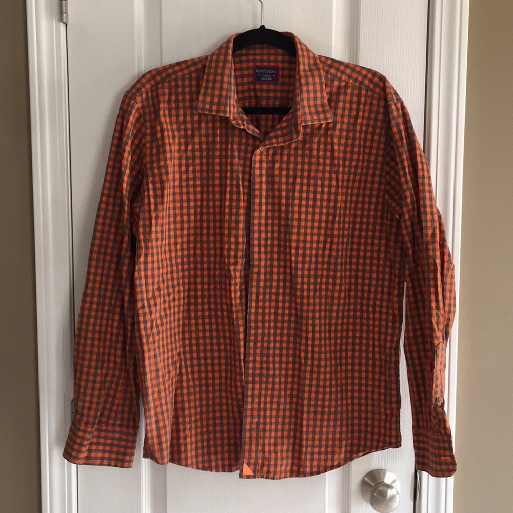 Men's Large Orange and Grey UNTUCKit Shirt