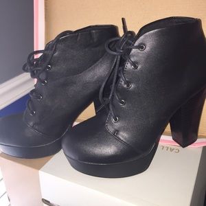 Black platform combat boots
