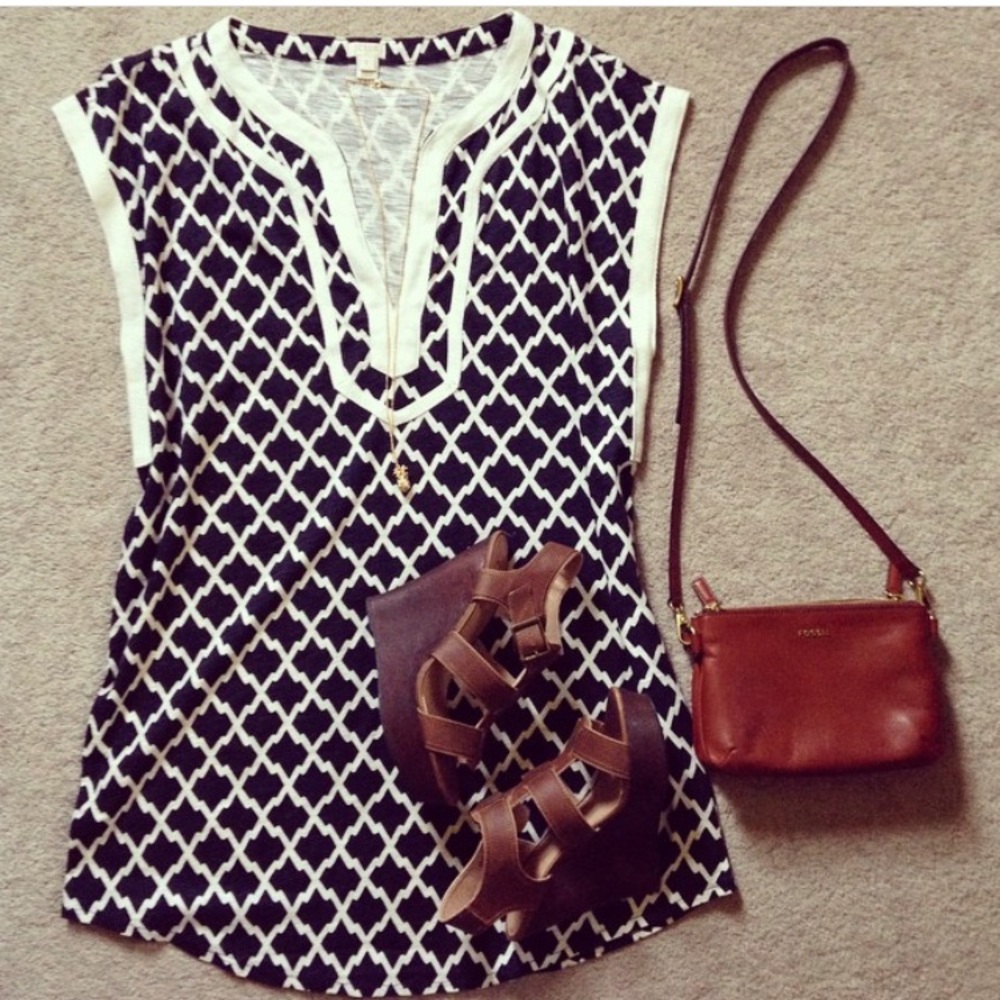 J.Crew Factory sleeveless geometric dress navy L