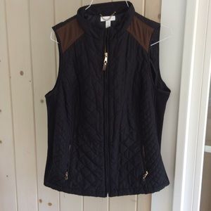 Charter Club black w brown zippered vest Large