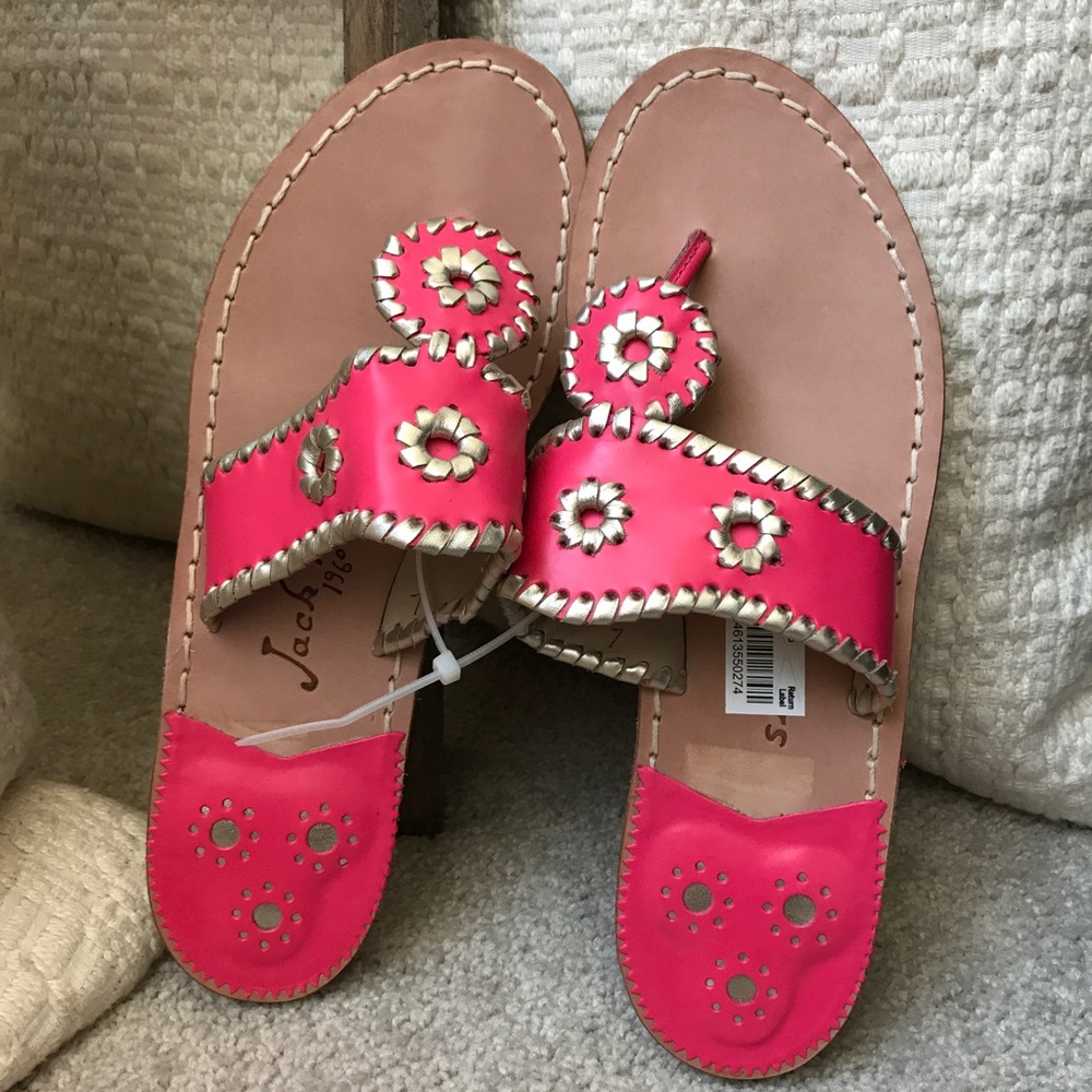 Jack Rogers Pink & Silver Trim Palm Beach Sandal