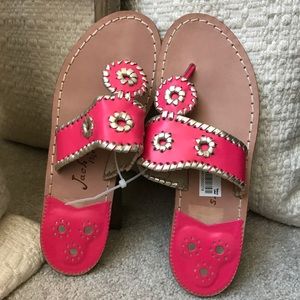 Jack Rogers Pink & Silver Trim Palm Beach Sandal